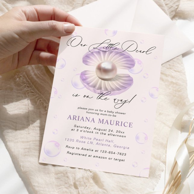 Pretty Ocean Little Pearl Baby Shower Invitation (Creator Uploaded)