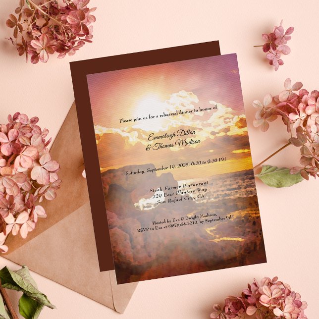Pretty Ocean Sky View Watercolor Rehearsal Dinner Invitation (Creator Uploaded)