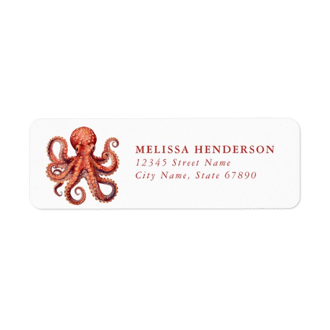 Pretty Octopus Return Address Labels (Front)