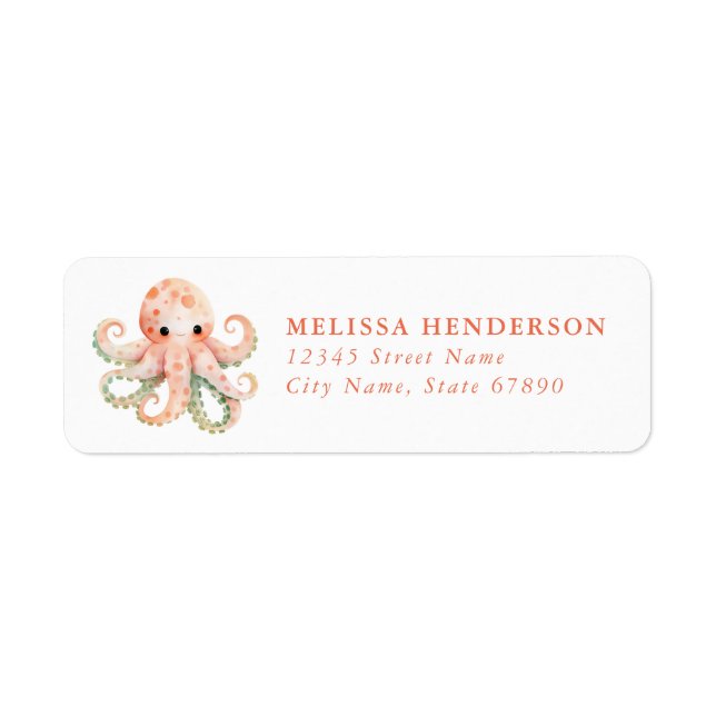 Pretty Octopus Return Address Labels (Front)
