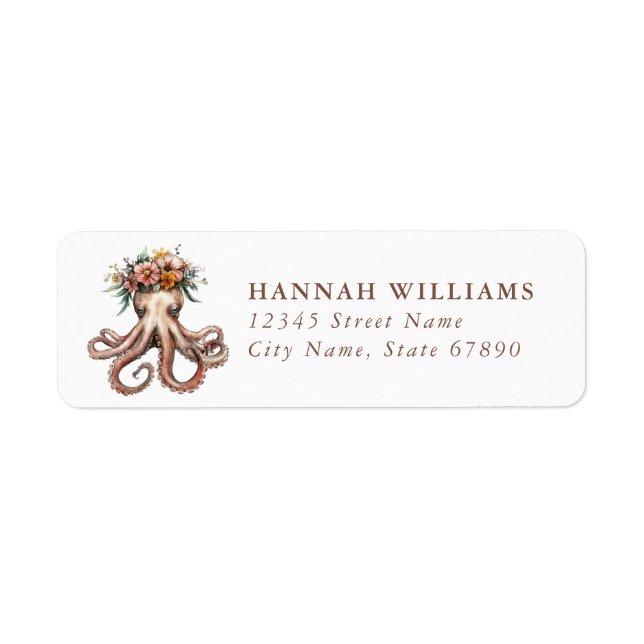 Pretty Octopus Return Address Labels (Front)