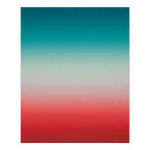 Pretty Ombre Festive Red & Teal Blue Gradient Poster