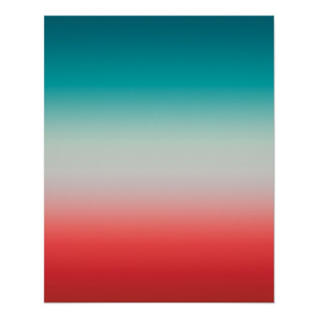 Pretty Ombre Festive Red & Teal Blue Gradient  Poster (Front)