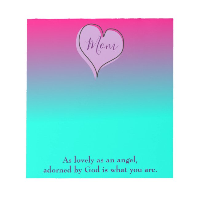 Pretty ombre heart Mum Notepad (Front)