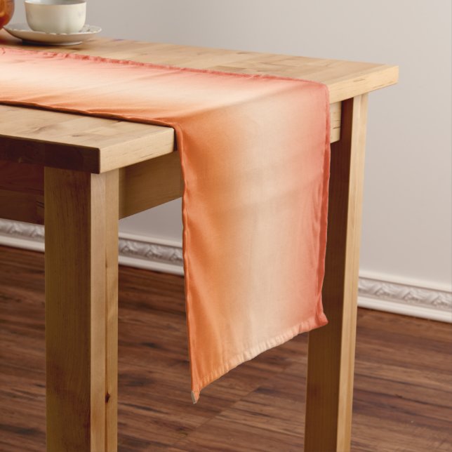 Pretty Ombre Hot Summer Orange & Apricot Gradient Short Table Runner (In Situ)