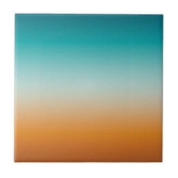 Pretty Ombre Sunny Orange & Teal Blue Gradient Ceramic Tile