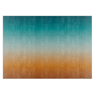 Pretty Ombre Sunny Orange & Teal Blue Gradient Cutting Board