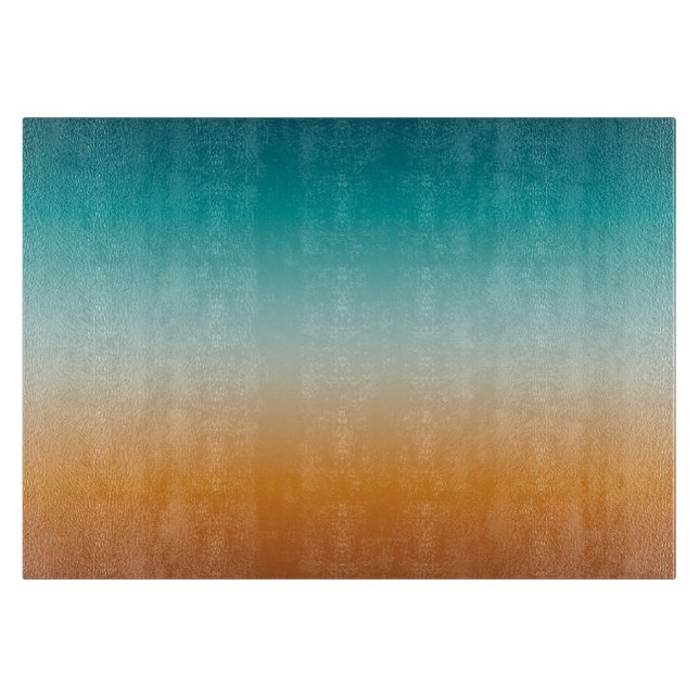 Pretty Ombre Sunny Orange & Teal Blue Gradient Cutting Board (Front)