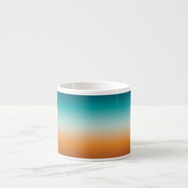 Pretty Ombre Sunny Orange & Teal Blue Gradient Espresso Cup (Front)