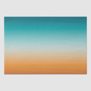 Pretty Ombre Sunny Orange & Teal Blue Gradient  Tissue Paper
