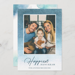 Pretty Ombre Watercolor Hanukkah Photo Card
