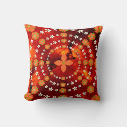 Pretty Orange and Green Garden Flowers Christmas Cushion