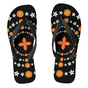 Pretty Orange and Green Garden Flowers Christmas   Thongs