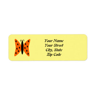 Pretty Orange Butterfly Return Address Label