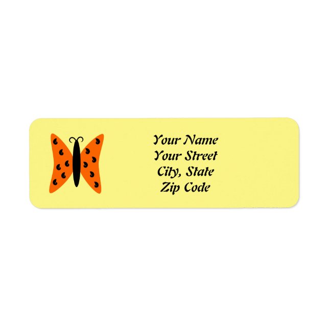 Pretty Orange Butterfly Return Address Label (Front)