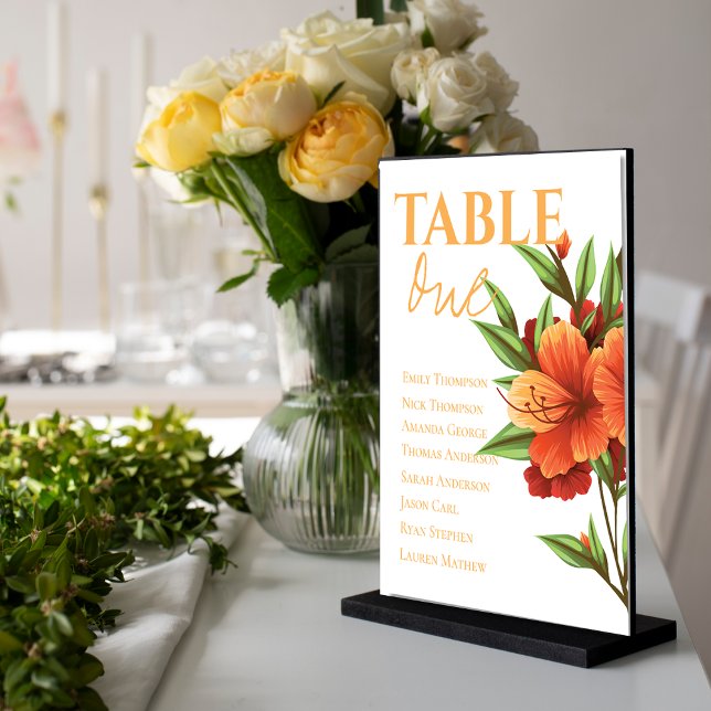 Pretty Orange Floral Elegant Wedding Table Seating (Pretty Orange Floral Elegant Wedding Table Seating)
