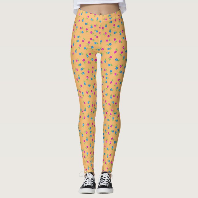 Pretty Orange Flowers leggings (Front)