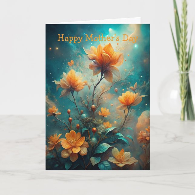 Pretty Orange Flowers Mother's Day Holiday Card (Front)