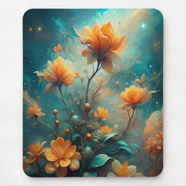 Pretty Orange Flowers  Mouse Pad (Front)