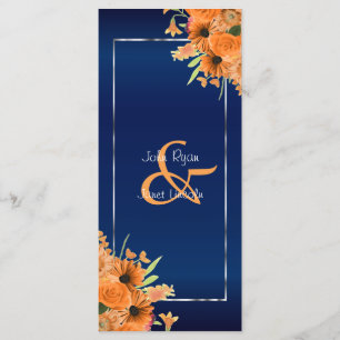 Pretty Orange Flowers on Navy Blue Program