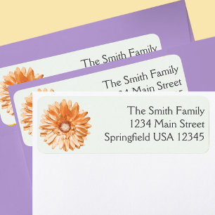 Pretty Orange Gerbera Daisy Floral Return Address Label