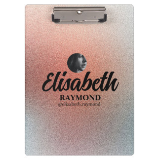 Pretty Orange Glitter Photo and Name Clipboard