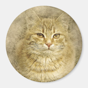 Pretty Orange Kitty Abstract Watercolor Magnet