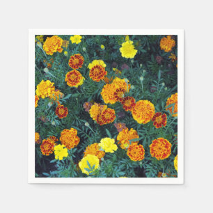 Pretty Orange Marigolds Floral Photo Napkin