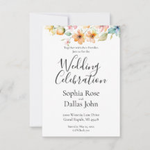 Pretty Orange Pink Watercolor Wildflowers Wedding