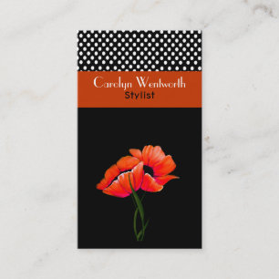 Pretty Orange Poppies and Polka Dot Business Card
