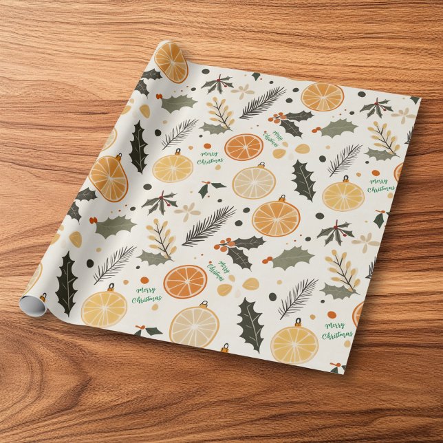 Pretty Orange Slices and Pine Christmas Wrapping Paper (Creator Uploaded)