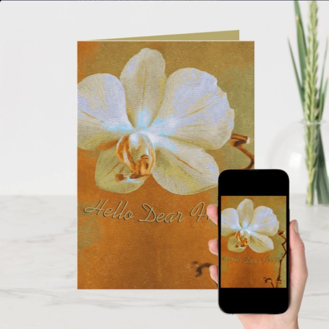 Pretty Orchid In Shades of Orange Art Custom Card (Available for print and download)