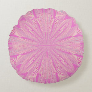 Pretty Orchid Purple Beautiful Abstract Flower Round Cushion