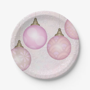 Pretty Ornaments Christmas Holiday Paper Plates