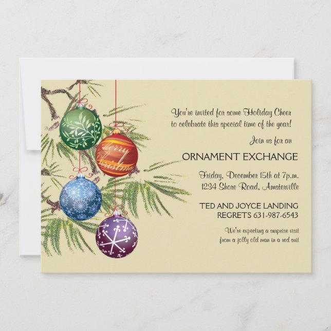Pretty Ornaments - Holiday Party Invitation (Front)