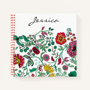 Pretty Ornate Flower Garden Art Personalised Notebook