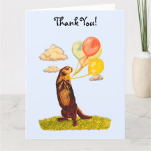 Pretty Otter Holding Colourful Balloons Thank You