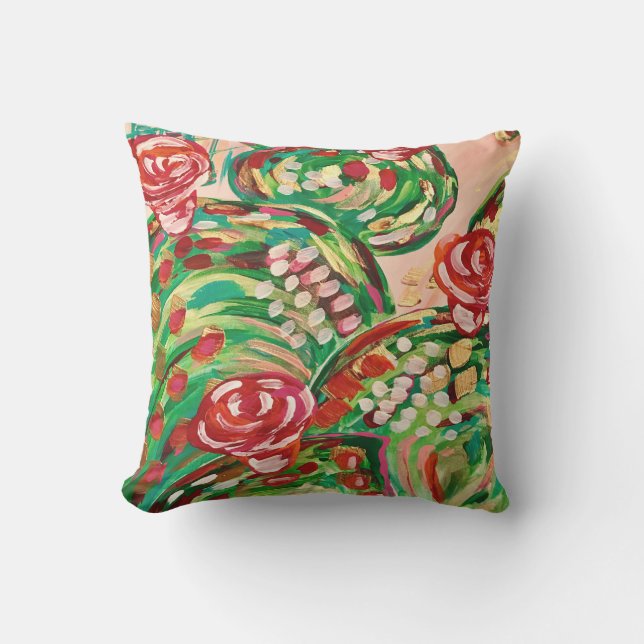 Pretty outdoor pillows/ outdoor decor/ cactus cushion (Front)