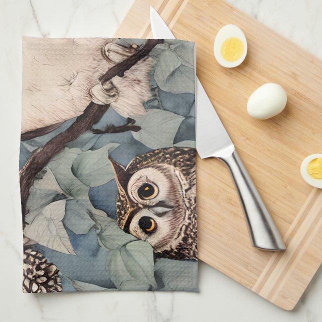 Pretty Owls Tea Towel (Quarter Fold)