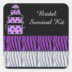Pretty Packages and Zebra Stripes Bridal Square Sticker
