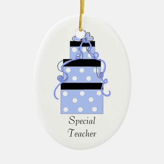 Pretty Packages for a Special Teacher Ceramic Tree Decoration (Front)