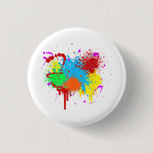 Pretty Paint Splatter Painting Abstract Art Paint 3 Cm Round Badge