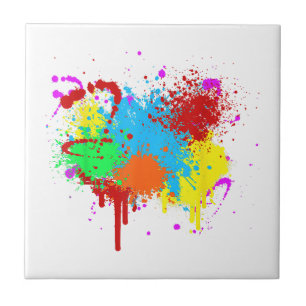 Pretty Paint Splatter Painting Abstract Art Paint Ceramic Tile