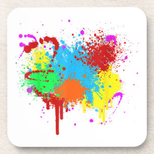 Pretty Paint Splatter Painting Abstract Art Paint Coaster