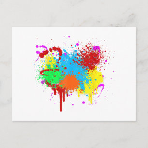 Pretty Paint Splatter Painting Abstract Art Paint Holiday Postcard