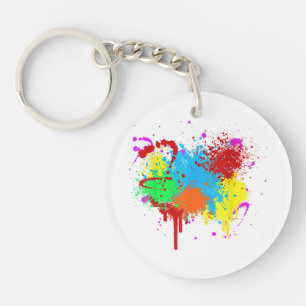 Pretty Paint Splatter Painting Abstract Art Paint Key Ring