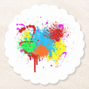 Pretty Paint Splatter Painting Abstract Art Paint Paper Coaster