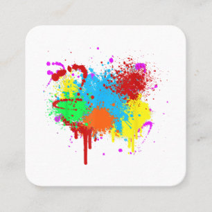 Pretty Paint Splatter Painting Abstract Art Paint  Square Business Card