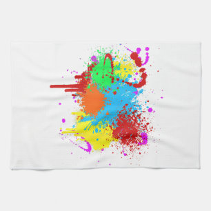 Pretty Paint Splatter Painting Abstract Art Paint  Tea Towel