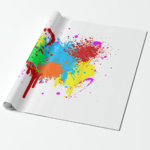 Pretty Paint Splatter Painting Abstract Art Paint  Wrapping Paper